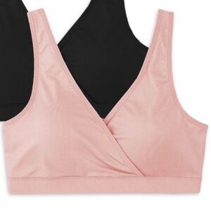 Pink Maternity Bra Secret Treasures Wrap Front‎ Sleep Nursing Bralette Small NEW